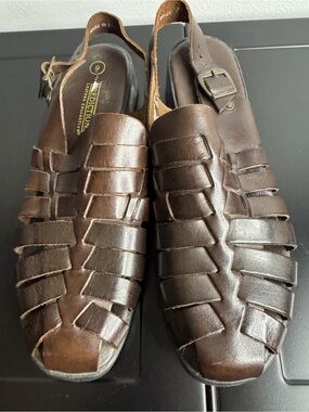 Predictions Leather Woven Brown Huarache Sandals Size 9